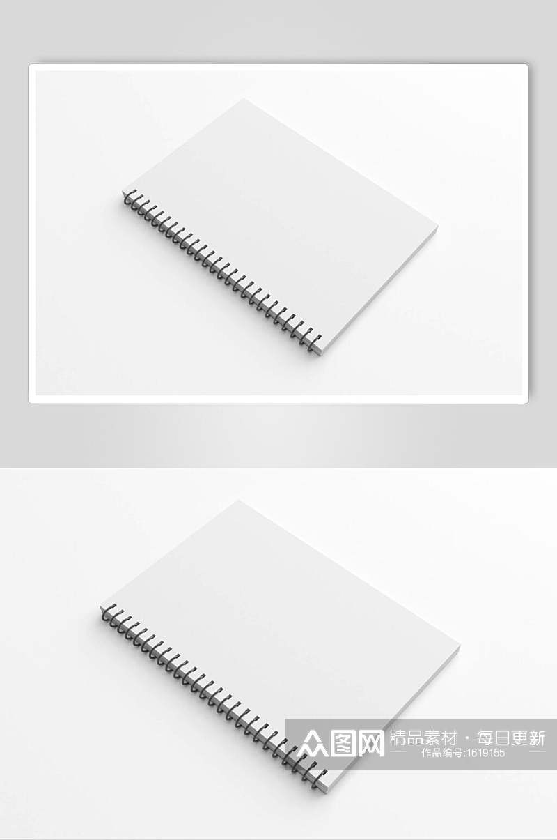 白色带圈笔记本VI样机素材