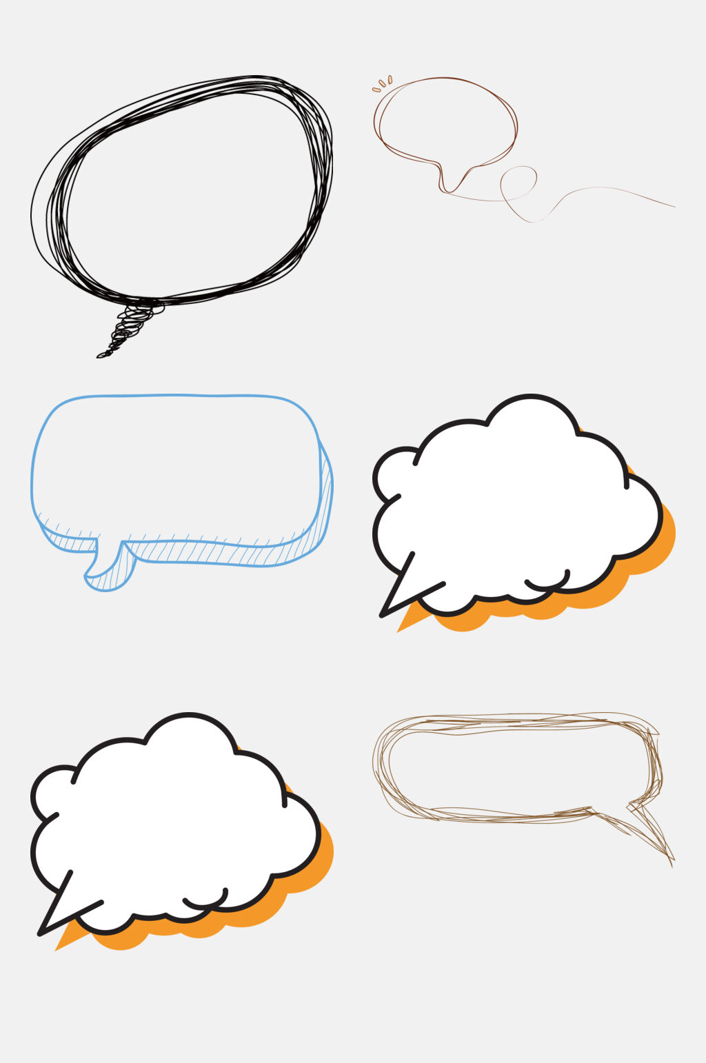 云朵免抠空白对话框图形元素素材