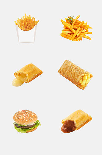 汉堡店西式快餐薯条小食图片元素素材
