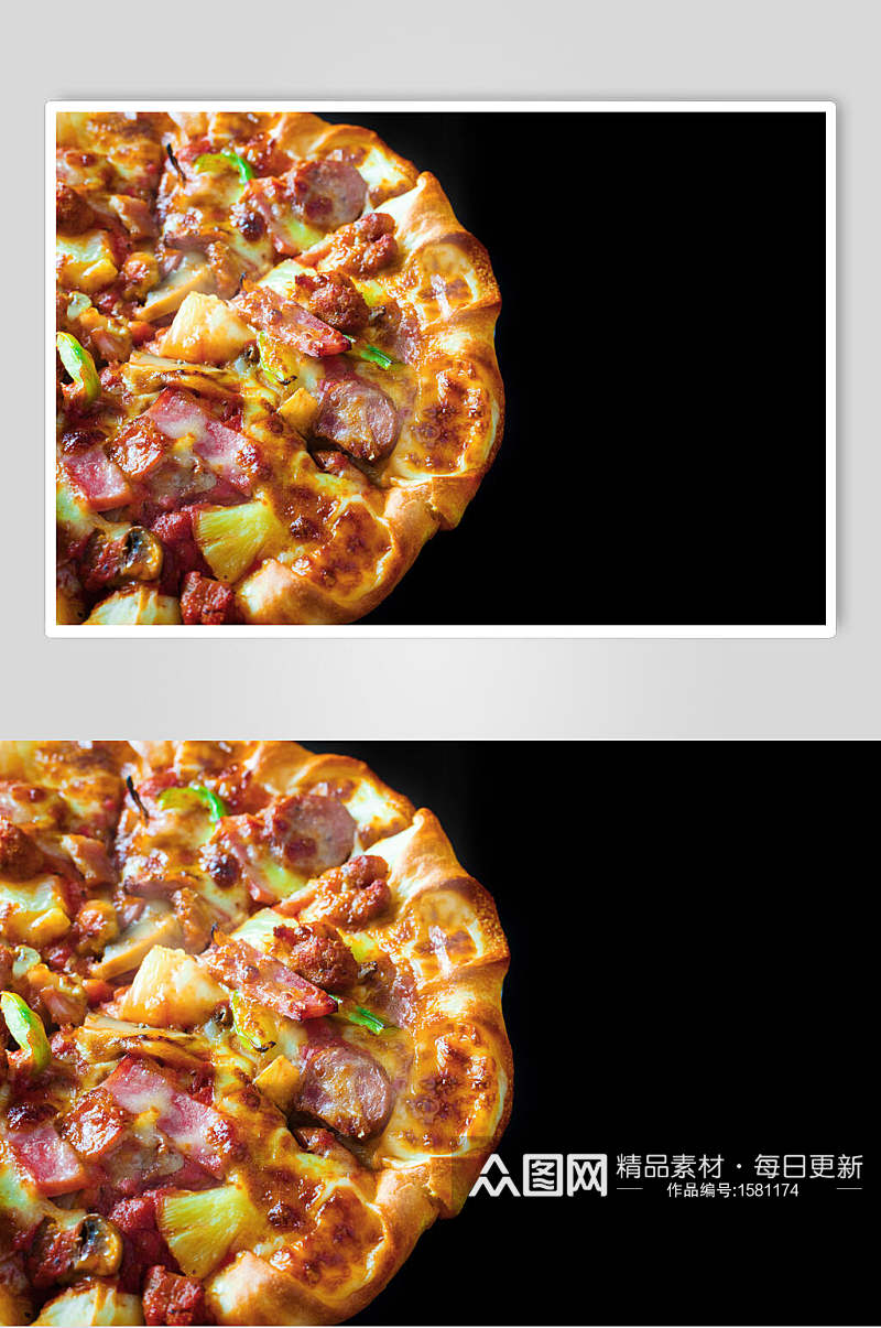 全肉拉丝披萨高清摄影图片素材