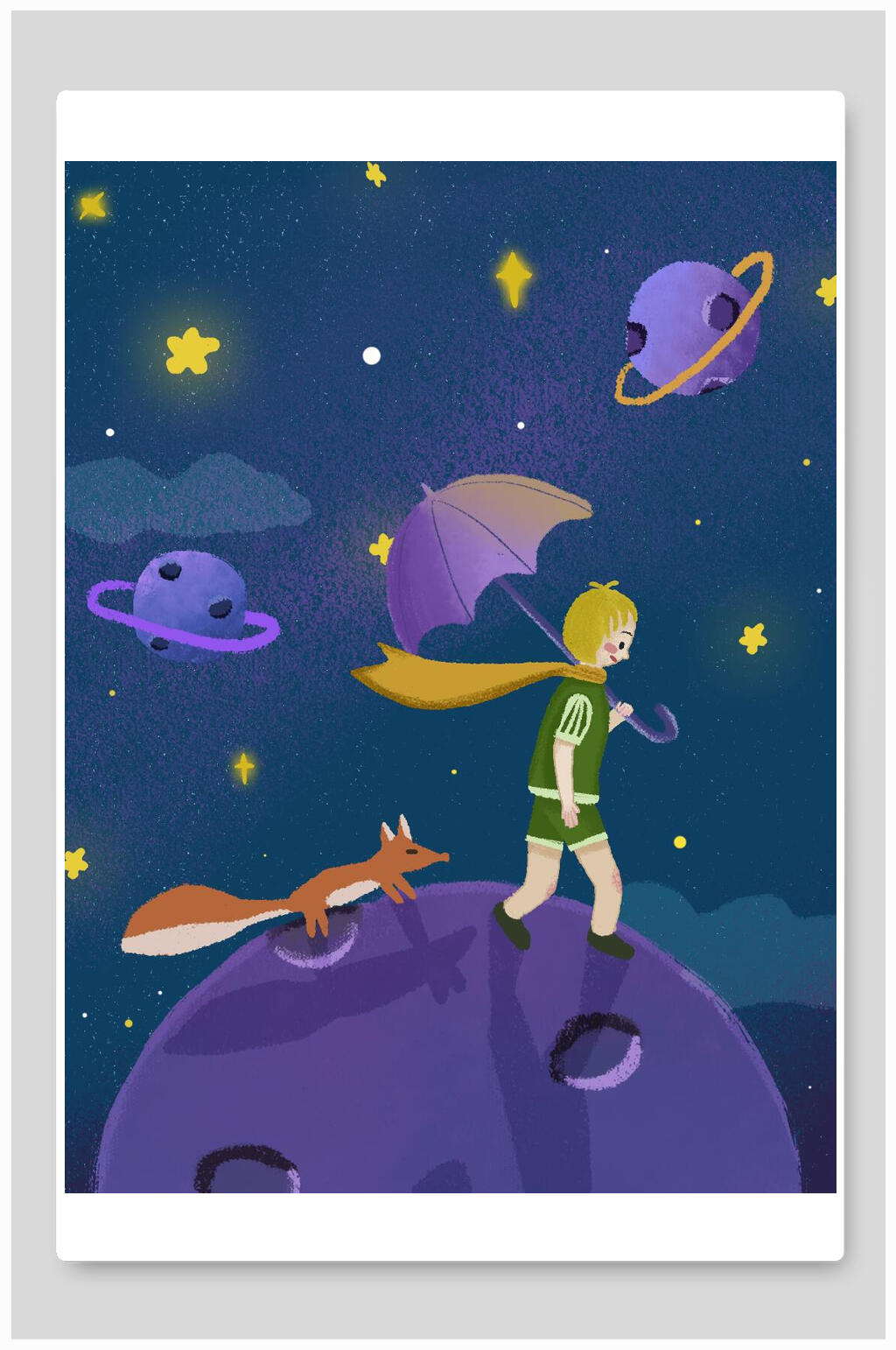 狐狸唯美梦幻插画素材素材