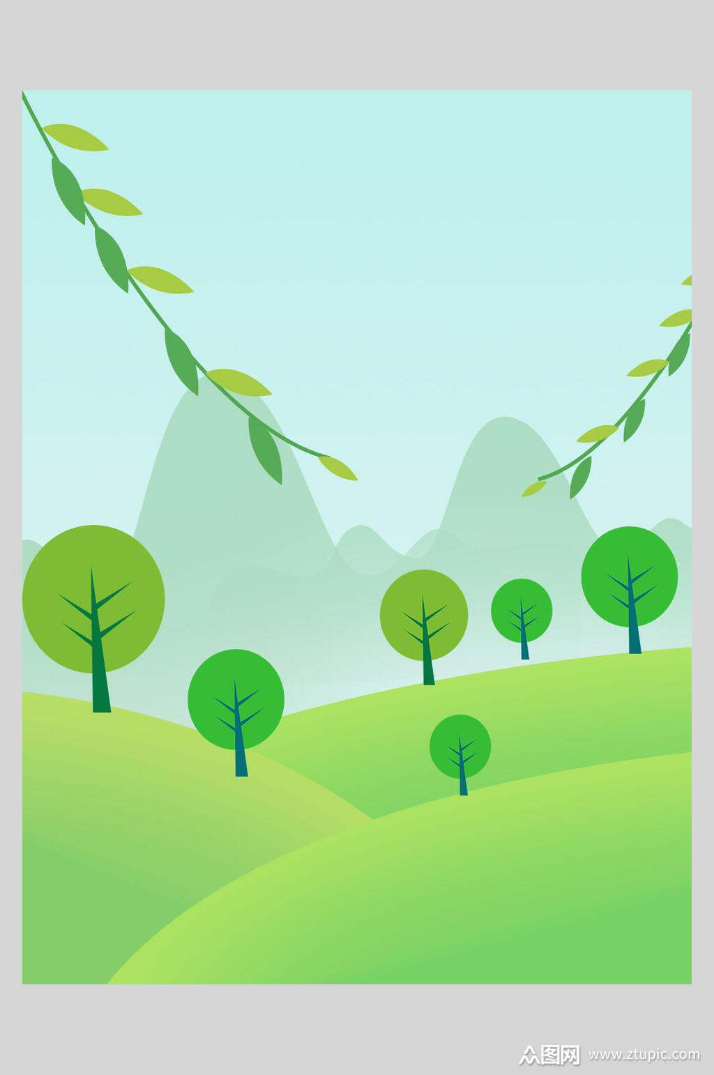 春天森林春季插画背景素材