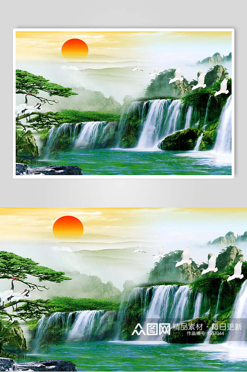 桂林山水瀑布海报素材