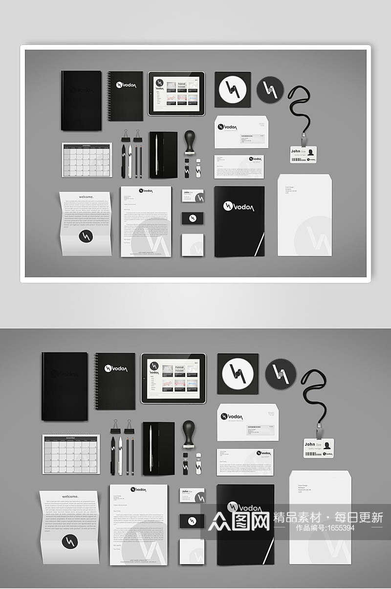 商务黑白整套VI样机效果图素材