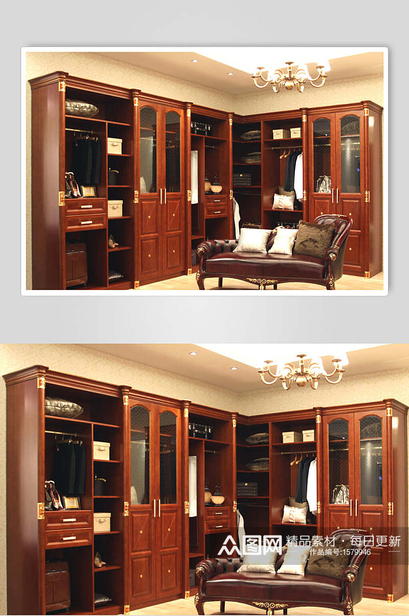 中式客厅实木家具高清图片素材