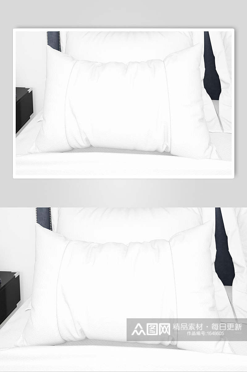 床上用品洁白枕头套效果图素材