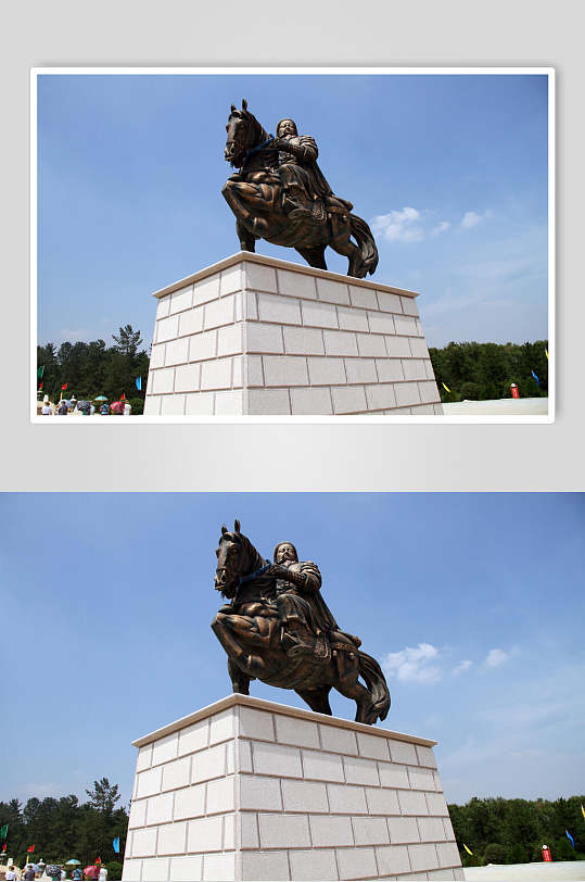 成吉思汗陵雕像广场人物摄影图片