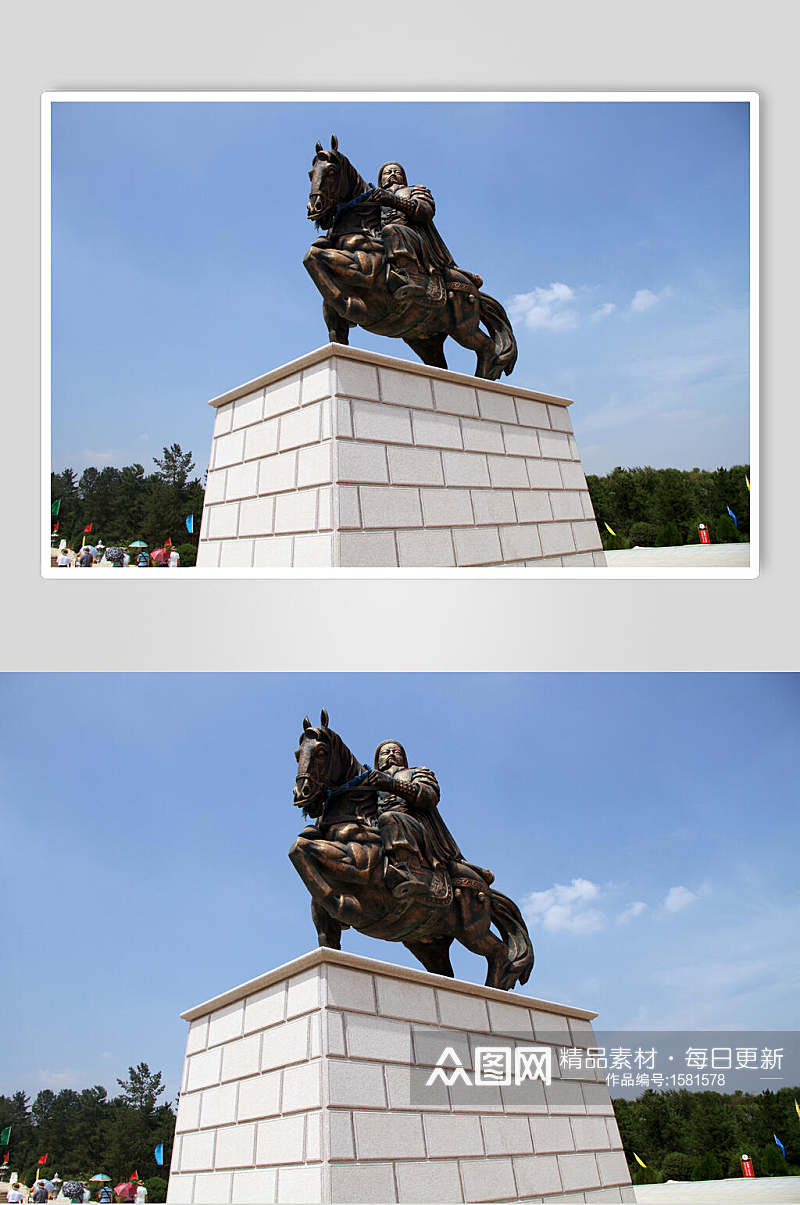 成吉思汗陵雕像广场人物摄影图片素材