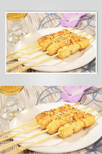 韩式鸡柳串串烧烤高清图片