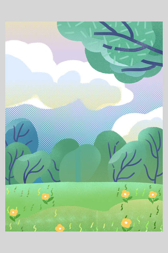 春天森林春季插画背景素材