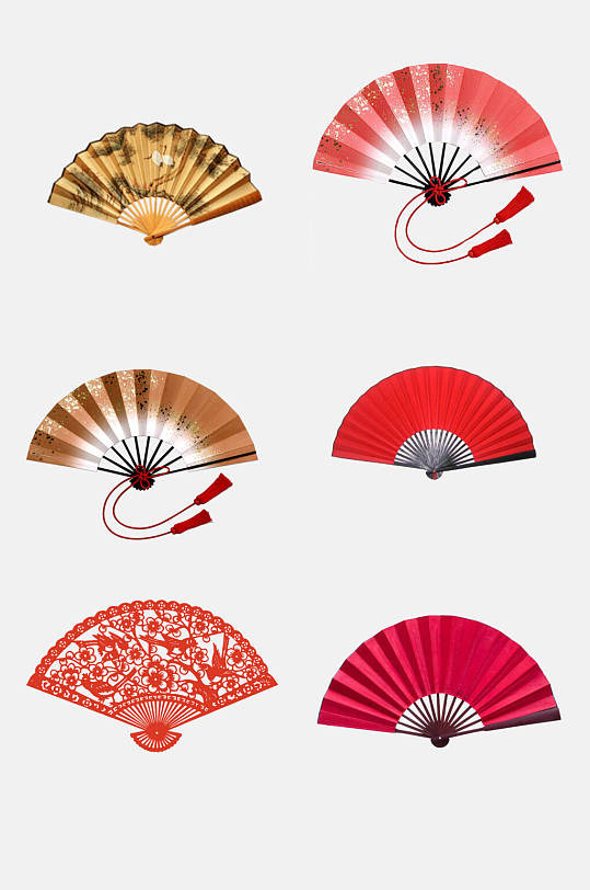 国潮风扇子免抠元素素材