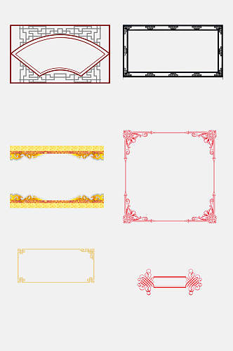 古典花纹中式边框免抠元素