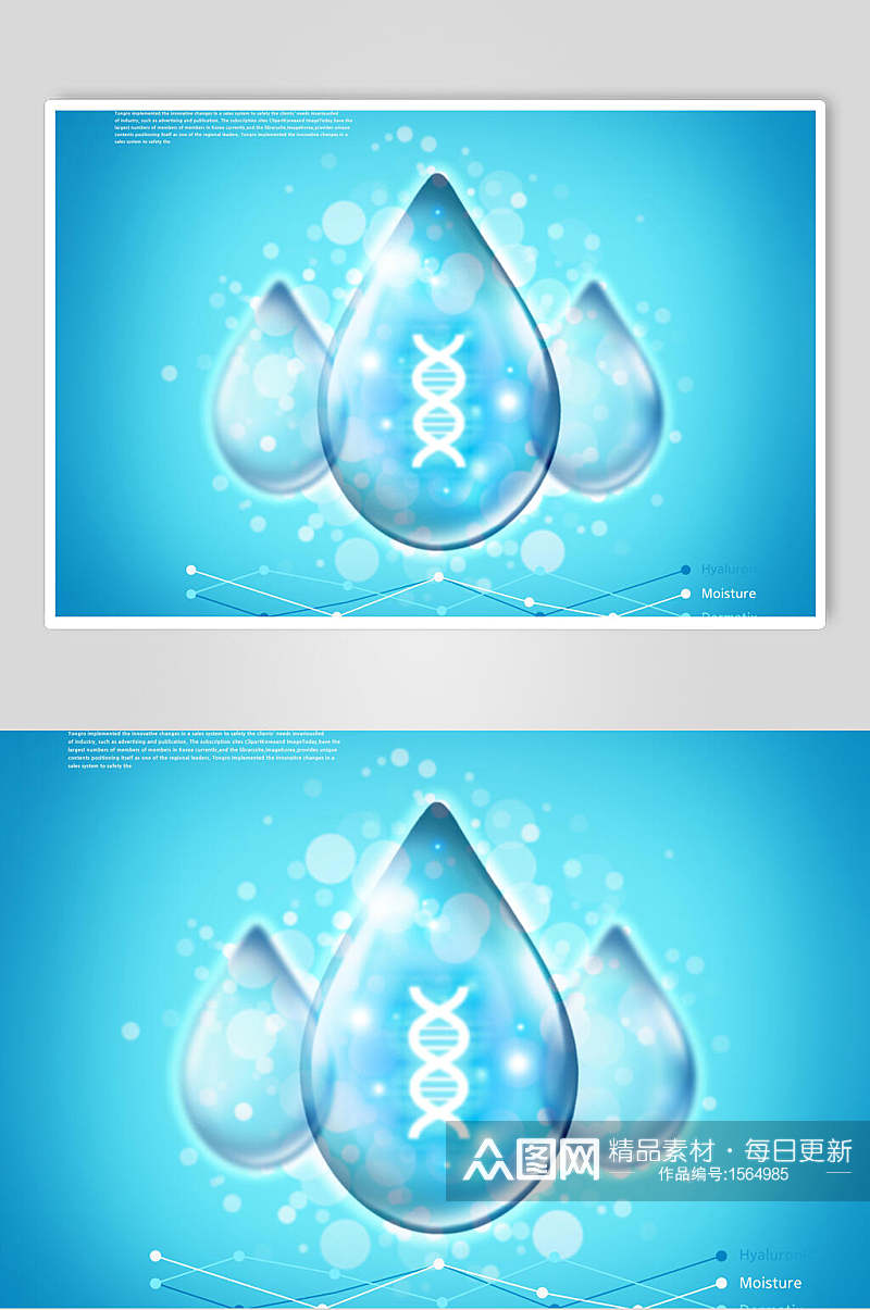 蓝色基因水分子创意海报素材