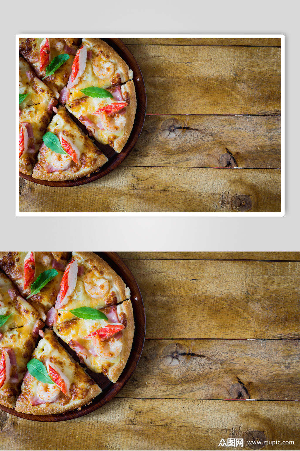 欧式美味海鲜披萨高清摄影图片
