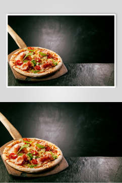 美味黑椒牛肉披萨高清摄影图片