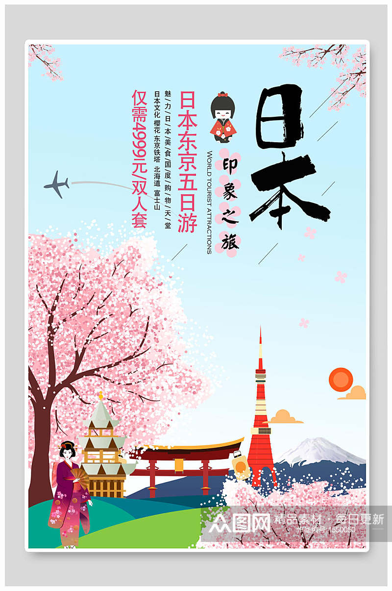 日本樱花节旅游海报素材