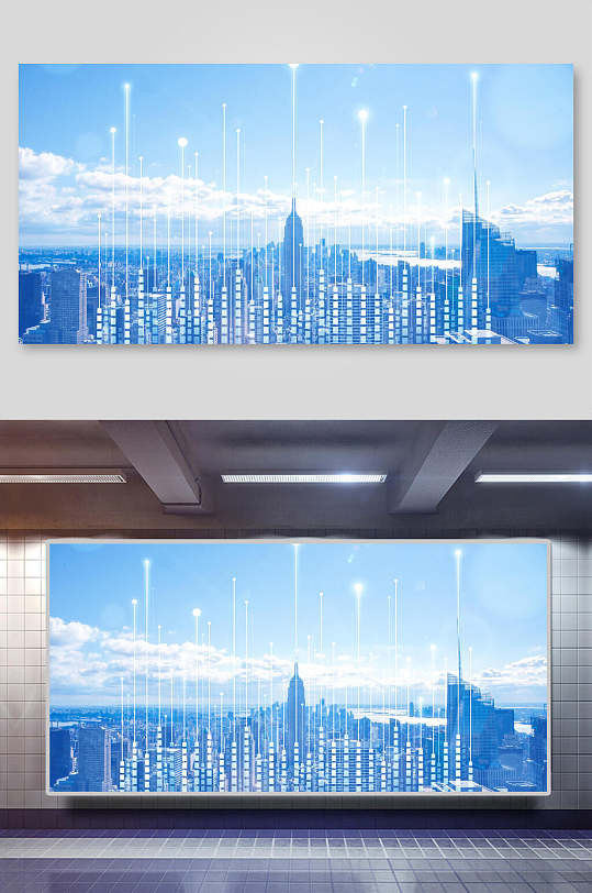 现代商务简约大气城市创意背景