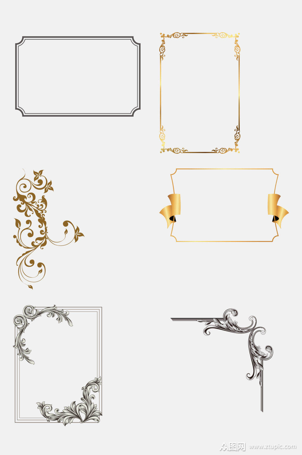 欧式花纹边框免抠元素素材模板下载-编号1716441-众图网