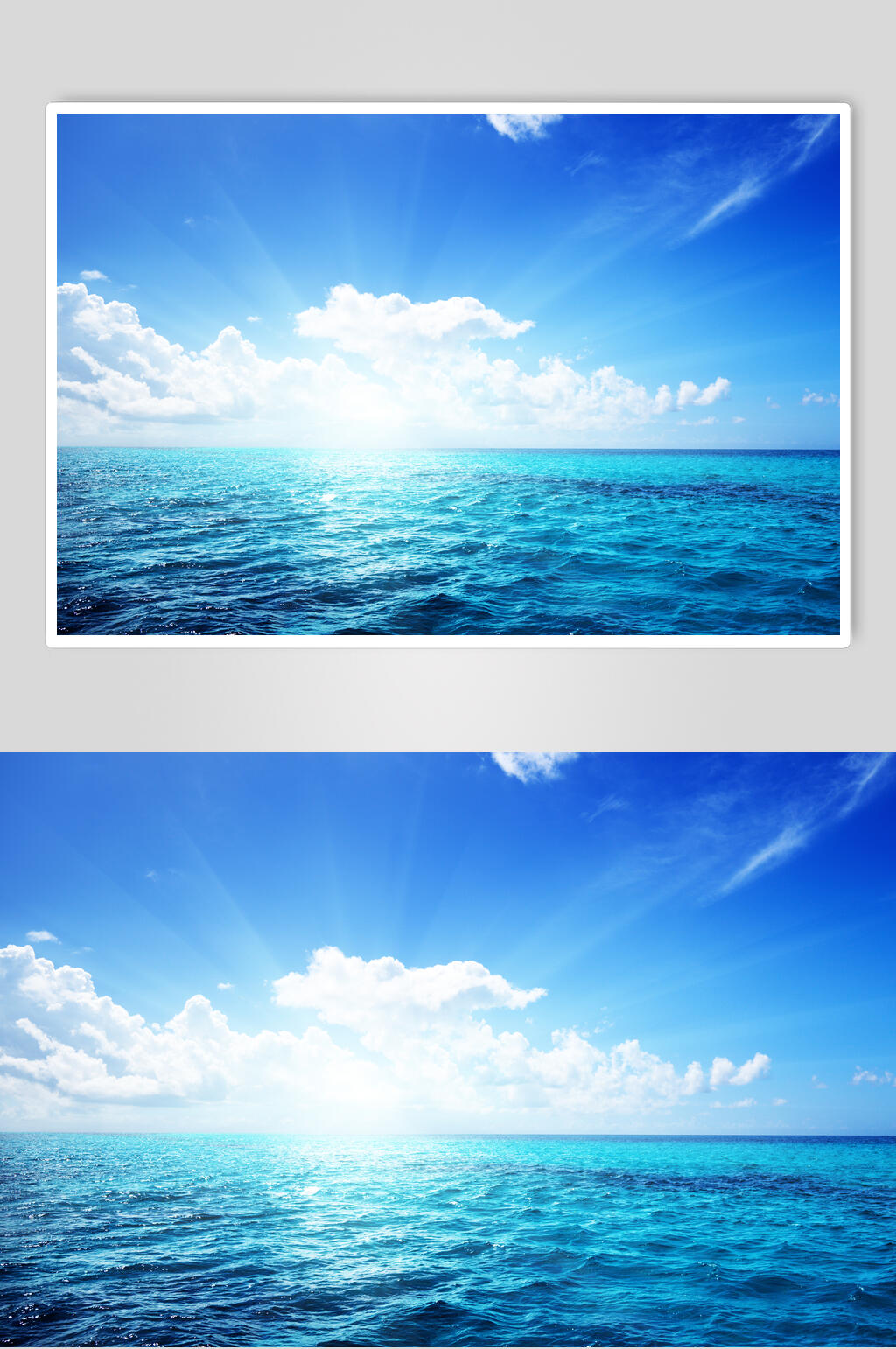 蓝色海浪逆光图片素材