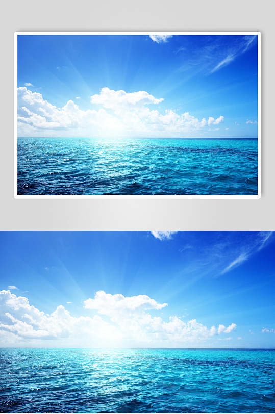 蓝色海浪逆光图片