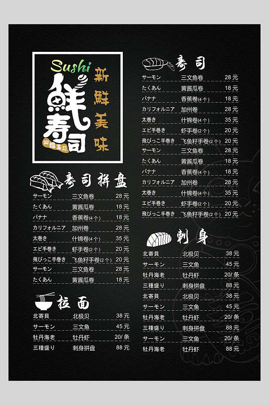 菜单鲜寿司设计海报