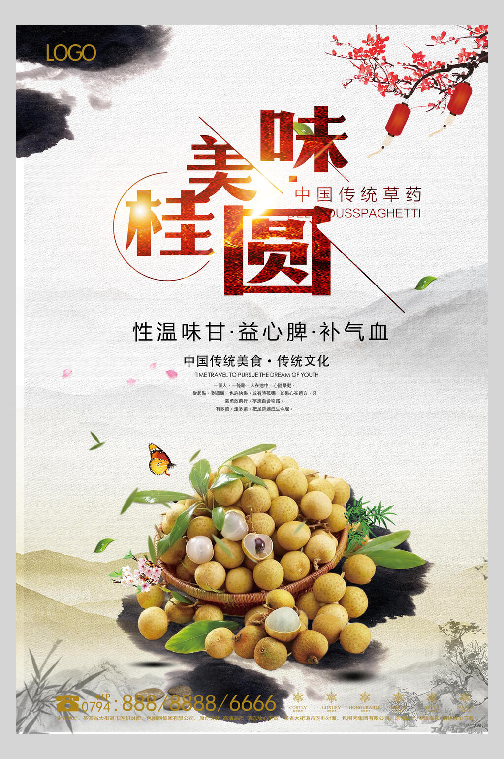 中国风美味桂圆水果海报素材