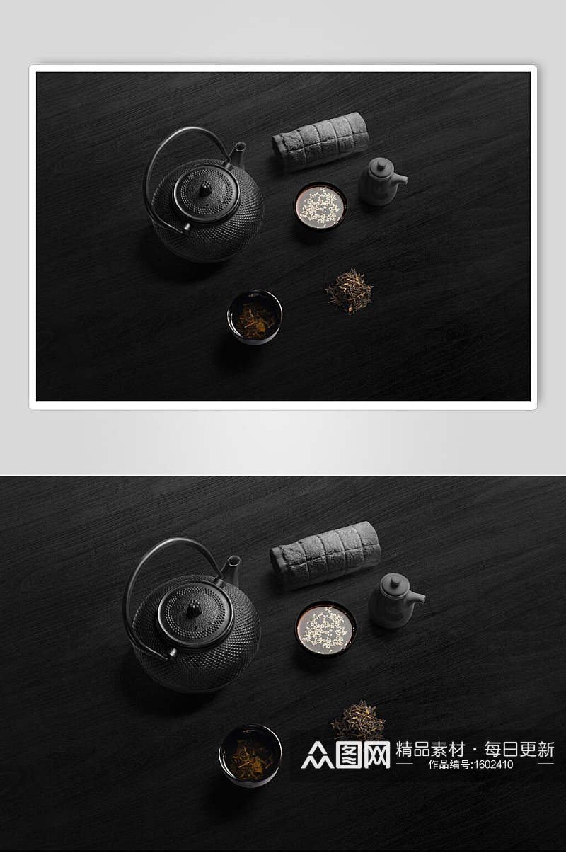 灰色商务茶叶贴图包装整套vi样机效果图素材