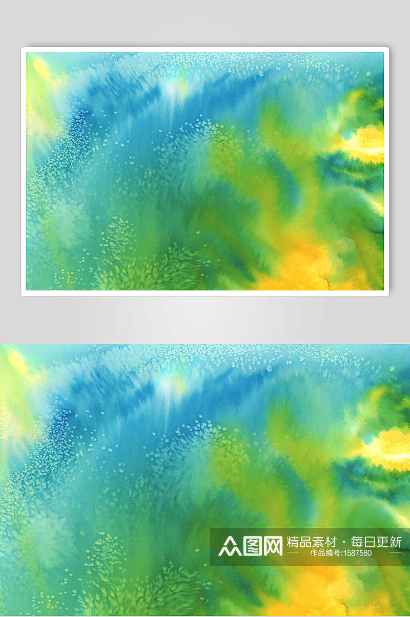 蓝绿渐变水彩水墨底纹背景素材高清图片素材