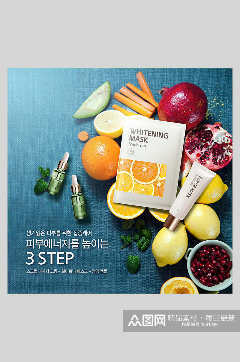 韩式水果健康护肤品化妆品海报设计素材