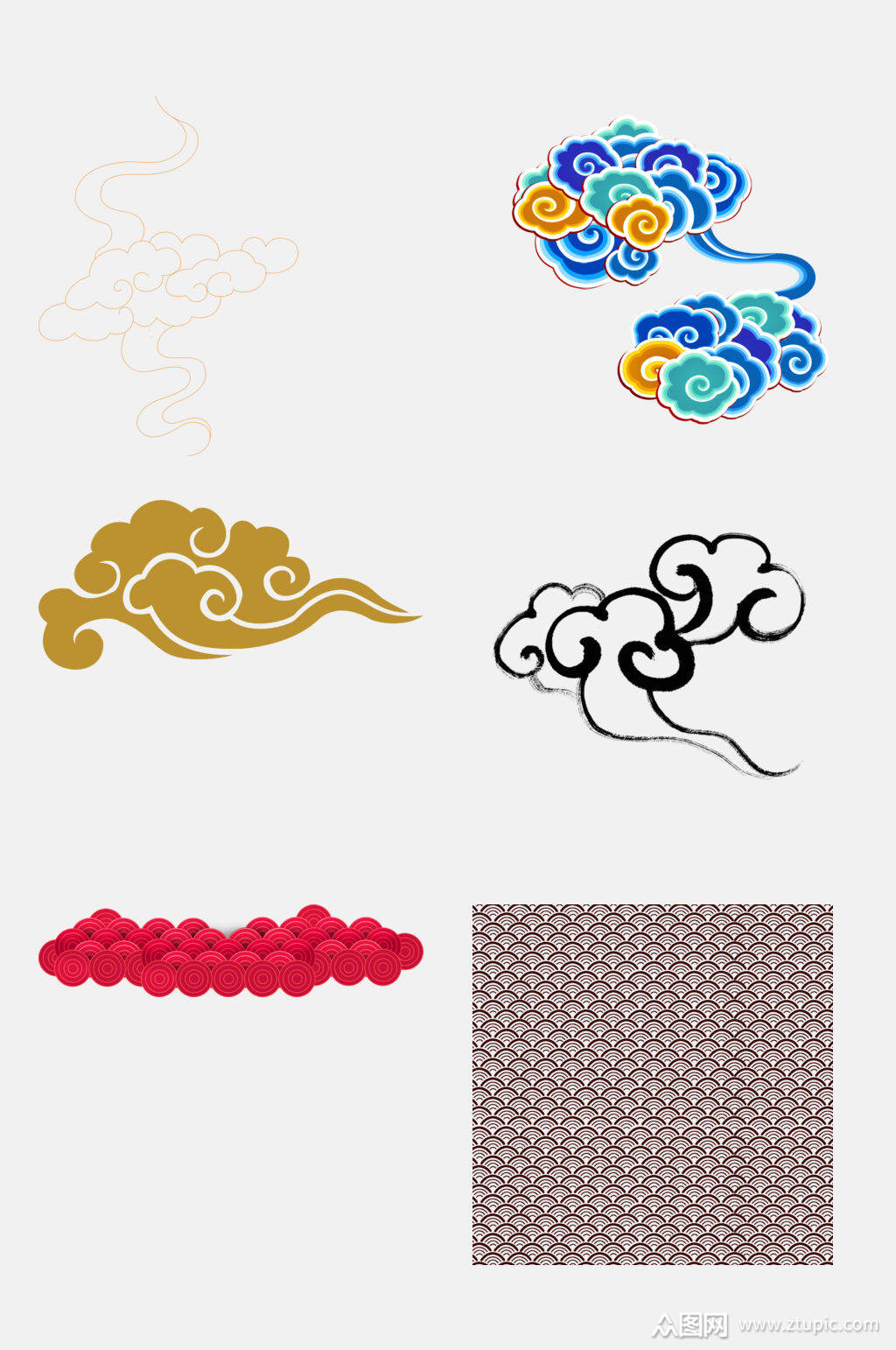 中式祥云底纹免抠元素元素素材