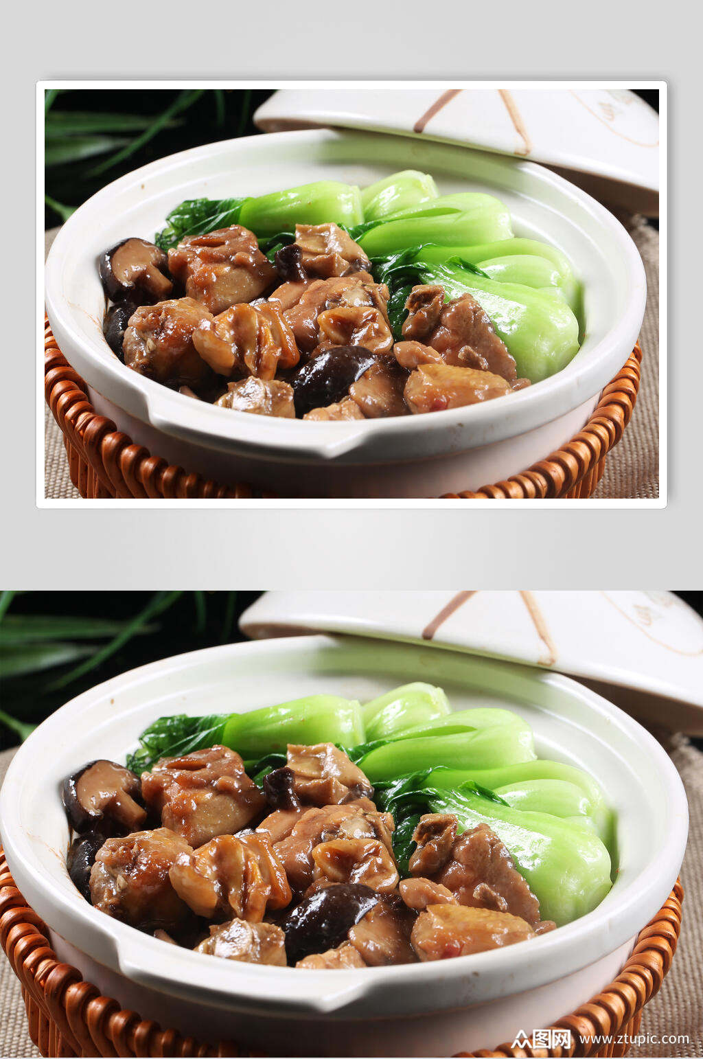 香菇滑鸡煲仔饭高清图片素材