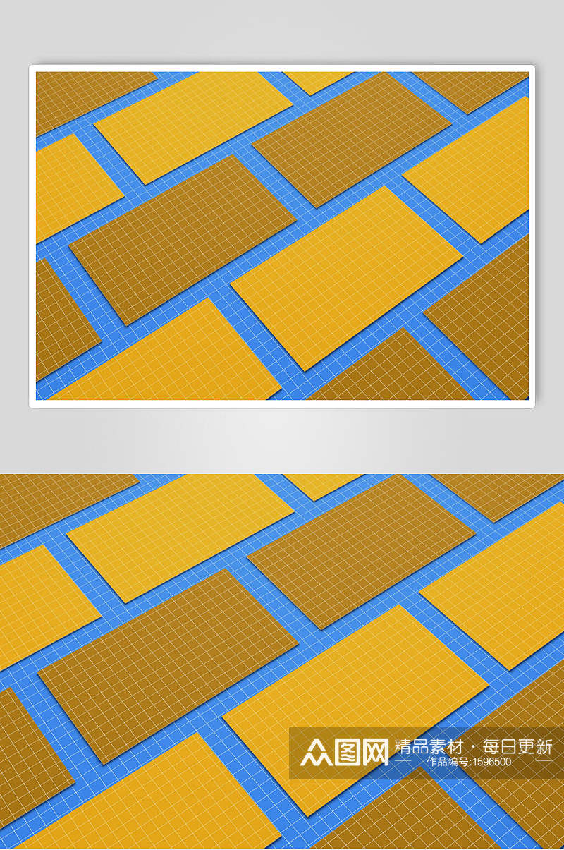 黄色棕色组合名片样机效果图素材