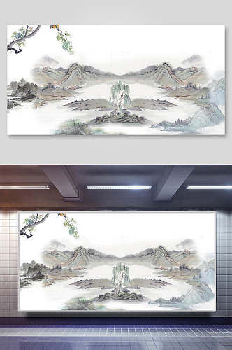 山丘中国风背景图