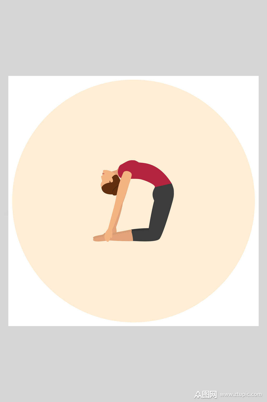简约人物骆驼式瑜伽插画