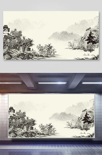 水墨画古典中国风背景图背景素材