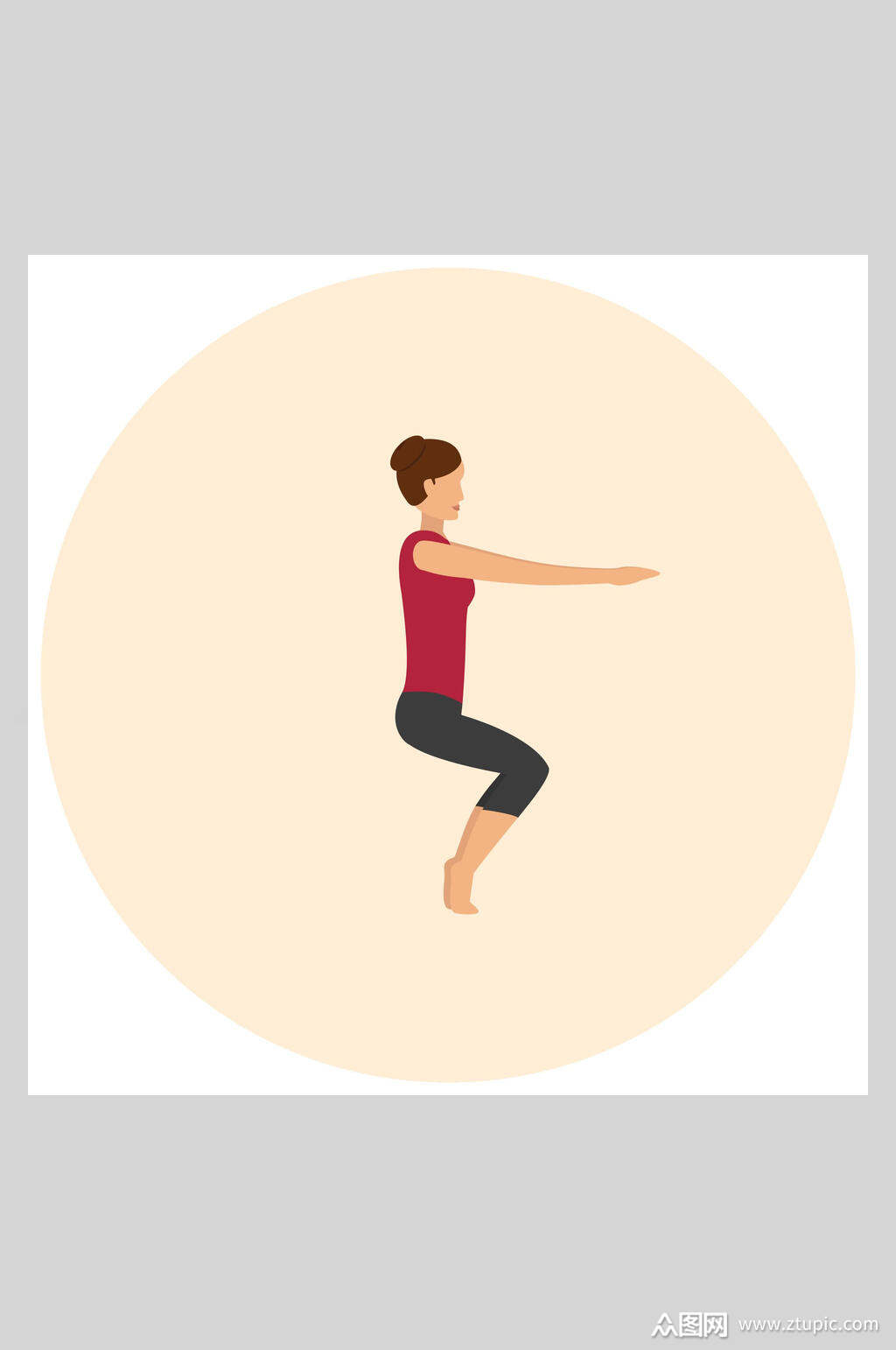 幻椅式红色女生瑜伽插画