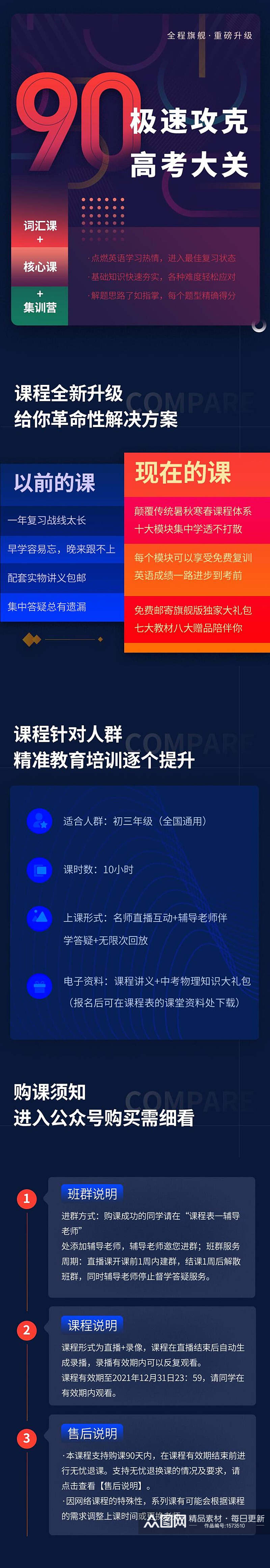 极速攻克高考大关课程宣传H5长图素材