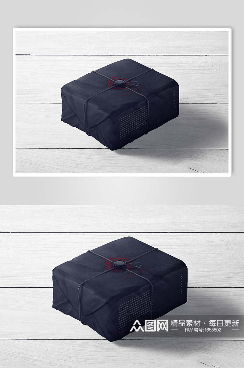 黑色复古包装盒样机效果图素材