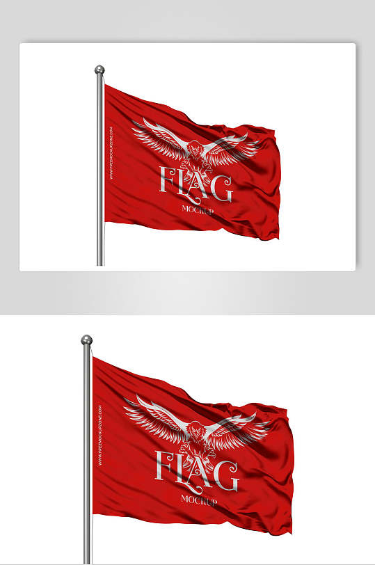 红色户外旗帜样机贴图效果图-众图网