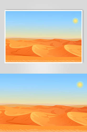温暖干旱中黄色沙漠插画设计素材