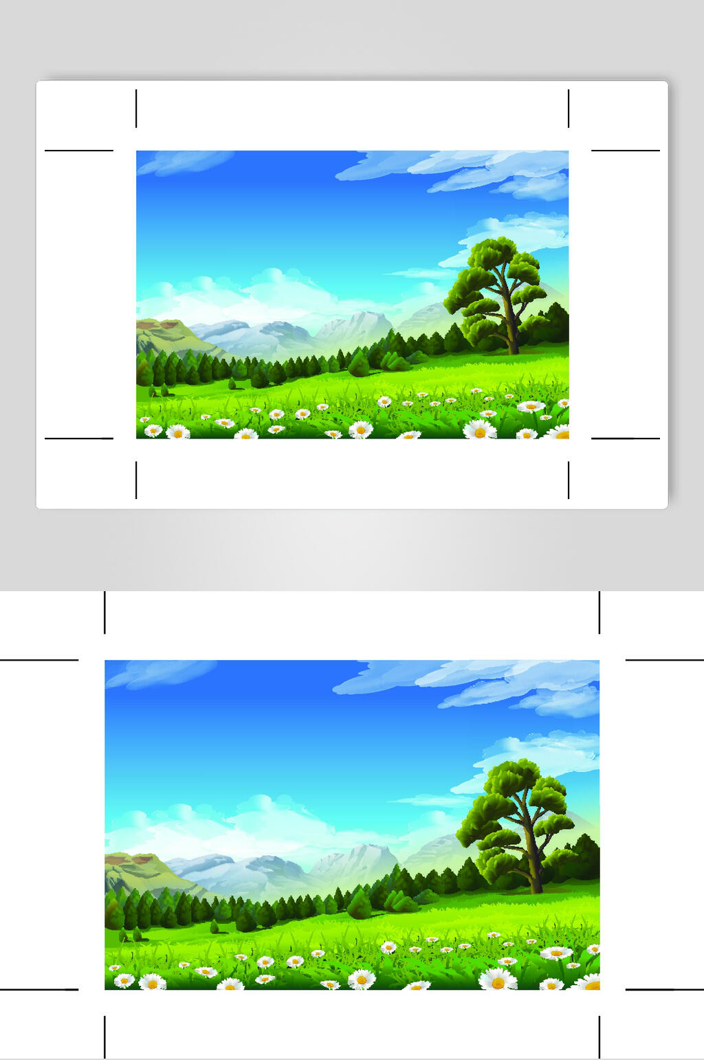 绿色鲜花草坪插画素材设计素材