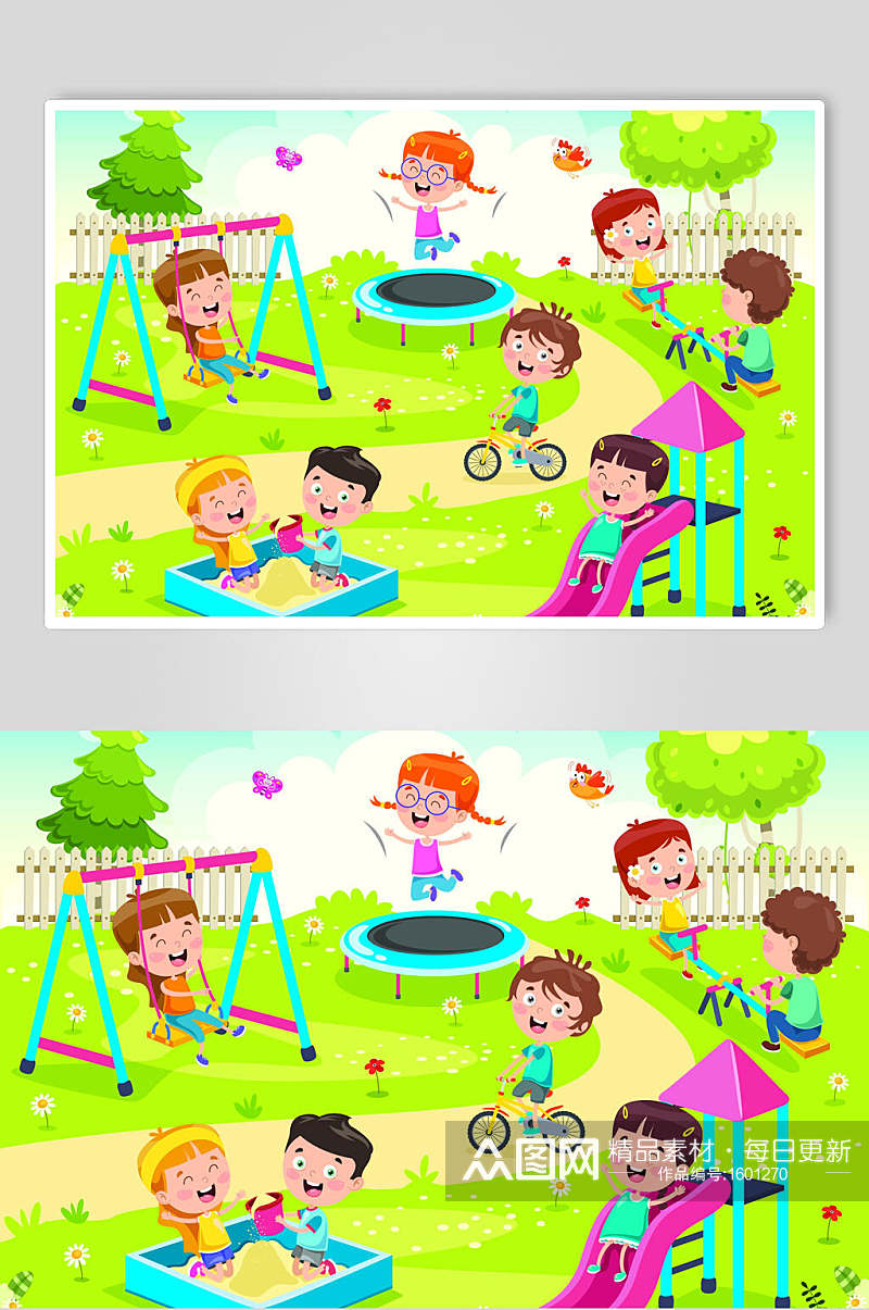 童年儿童节游乐场插画素材素材