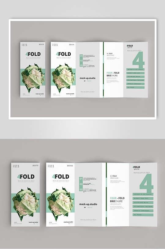 清新食品宣传四折页样机效果图-众图网