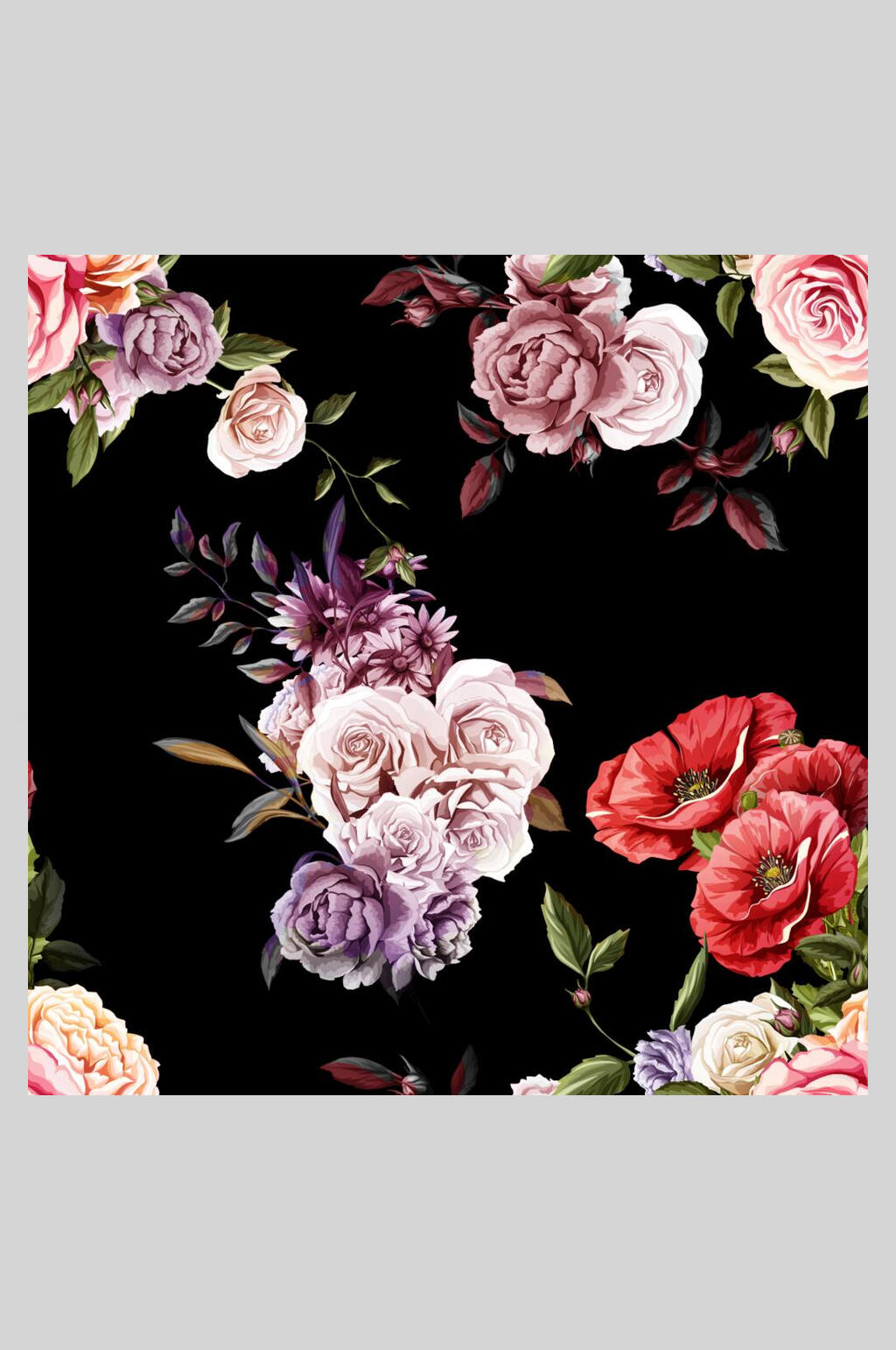精致复古鲜花插画素材设计素材