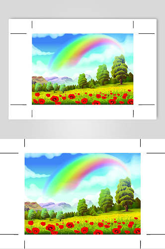 唯美彩虹插画素材设计