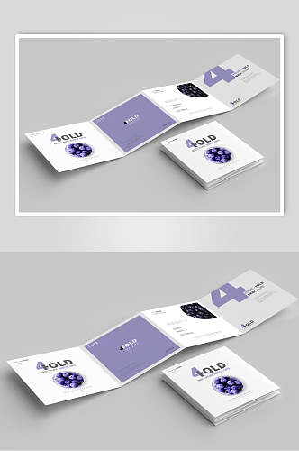 紫色方形企业宣传折页样机效果图