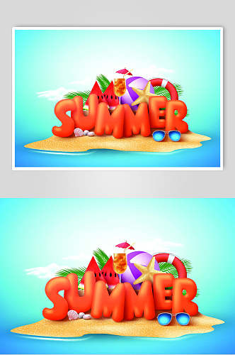 夏季促销饮品插画素材设计