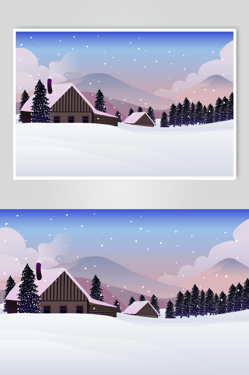 雪地场景插画设计