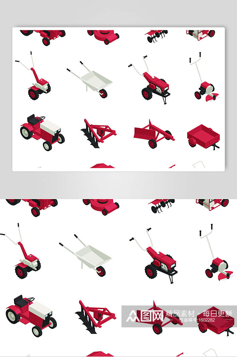 简约红色各种车子扁平化商业插画素材素材