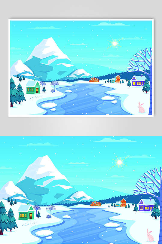 冰雪融化插画素材设计